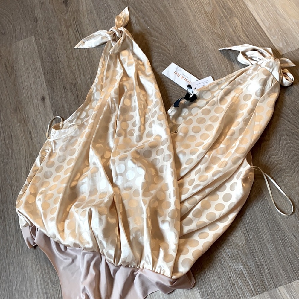 Strut and Bolt Satin Tie Shoulder bodysuit NWT